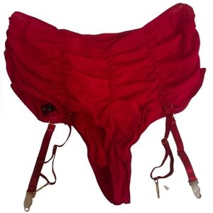 Red lingerie with garter straps NWOT